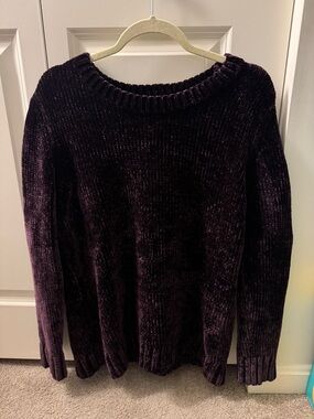 Orvis Chenille Crewneck Sweater in Deep Purple